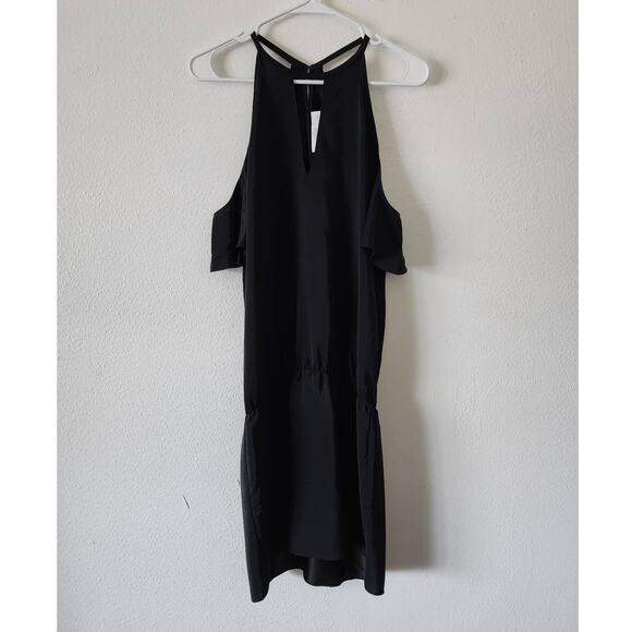 Amanda Uprichard Celia Dress in Black Silk Ruffle Flutter - Picture 2 of 7